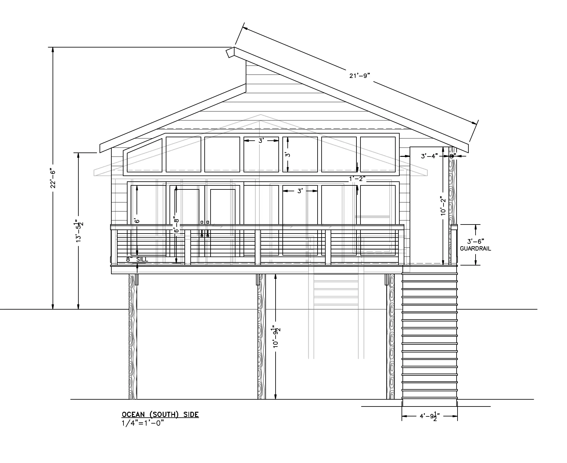 Front Elevation Study - Detailed front elevation with materials and trim.